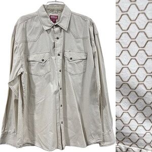 Red Ranch Western Pearlized Snap Front Cream/Brown Shirt